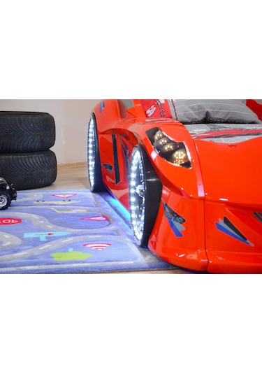 Setaymobilya Arabalı Yatak , Jaguar Full Led ,Kırmızı Setay