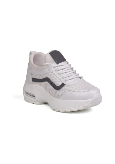 Kız Çocuk Beyaz Fileli Rahat Günlük Sneaker Nefes Alan Spor Ayakkabı Beyaz