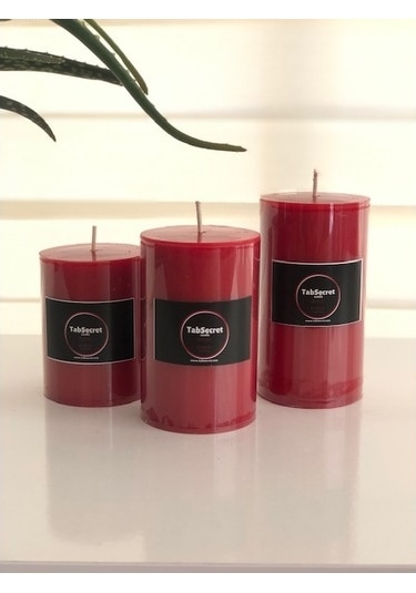 Tabsecret Candle Frambuaz Aromalı 3'Lü Mum Seti Kırmızı
