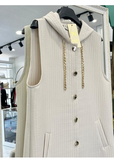 Nurgün Kapitone Yelek - Taş - 42 Taş