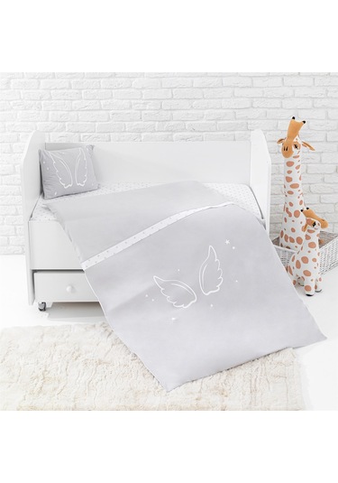 Wellgro Angel Wings 3 Parça Bebek Nevresim Takımı -gri