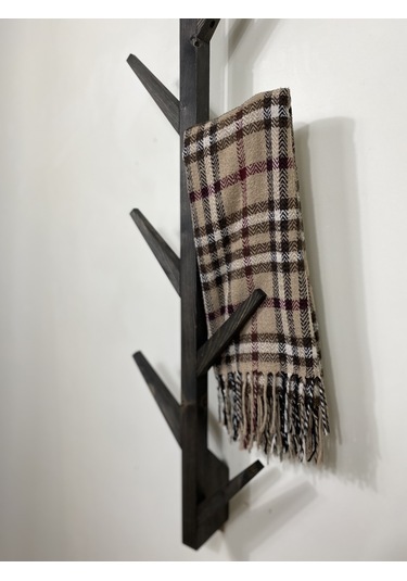 Doğal Ahşap Vestiyer, Dekoratif 10 Askılı Portmanto, Siyah Diğer