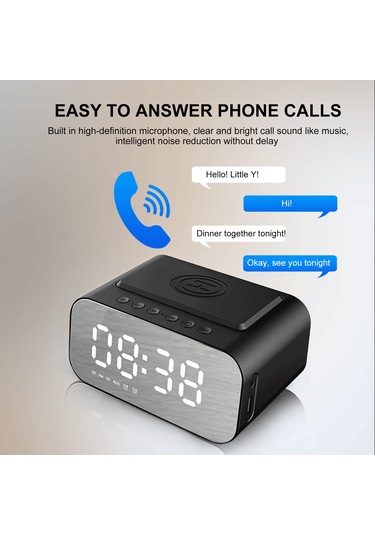 Ranyeek "çok Fonksiyonlu Bluetooth Hoparlör: Fm Radyo, Alarmlı Saat, Kablosuz Şarj, 1800mah Pil" 112 Karakter