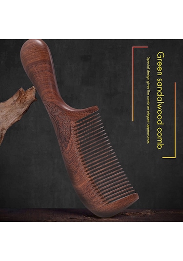 Unisex Sandal Ağacı Tarak Kadın Erkek Ev Seyahat Ahşap Anti-statik Ince Diş Tarak Ahşap Saplı Saç Tarağı