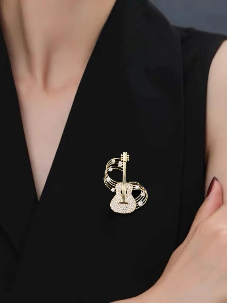 Fashion Jewelry Gitar Broş 309998461 Altın Rengi