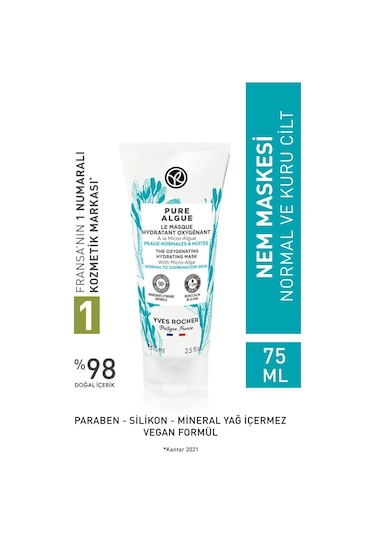 Yves Rocher Normal Ve Kuru Ciltler Için Pure Algue Prebiyotik Nem 75 ML