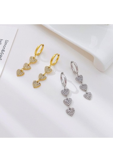 Novahub Yeni Beyaz Altın Titanyum Çelik Aşk Koşu Küpeler - Hafif Ve Moda Beyaz