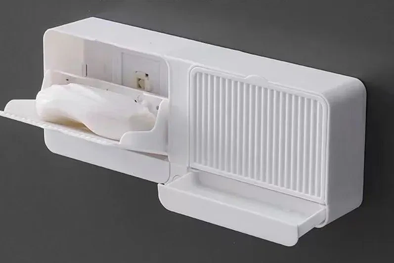 Konesam Duvar Montlu Sabunluk, Beyaz, İki Bölmeli, Deliksiz, Otomatik Sulama Çıkaran, Plastik, Banyo Ve Mutfak Uygun Beyaz