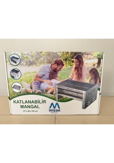 Mangal Katlanabilir Galvaniz Çantalı 0.60mm Kalın Gümüş