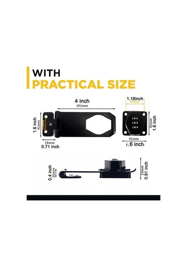 Ulzyvf Siyah Parola Paket, Kombinasyon Kilidi, Kapı İçin Hasp Güvenlik Kiliti, Döner Basamaklı 2 Adet