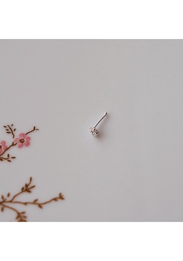 Heppii 925 Ayar Gümüş Mini Nazar Çiçek Hızma Nazarlı Burun Piercing