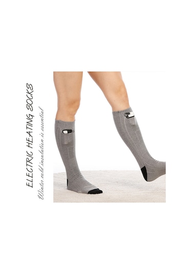 Yıkanabilir Şarj Edilebilir Elektrikli Isıtmalı Çorap 3 Modlu Gri