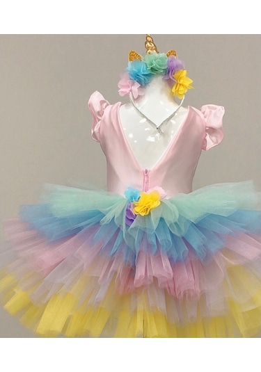 Unicorn Model Kız Çocuk Bebek Abiye Elbise Kostüm (369035771)