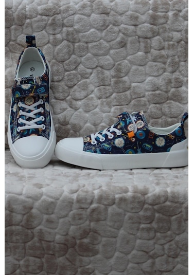 Vicco 346.f24y.141-11 Lee Saks Mavi Keten Sneaker Erkek Çocuk Ayakkabı 001