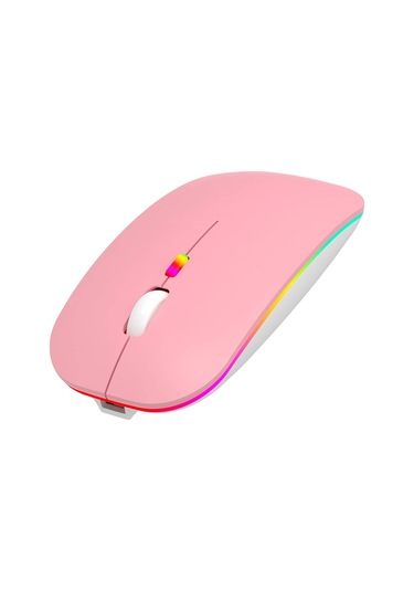 2.4g Şarj Edilebilir Kablosuz Fare Ergonomik Usb Alıcılı Daha Az Gürültülü Fare Pembe Diğer