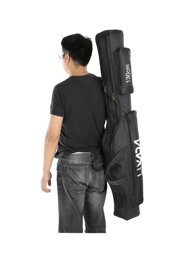Lixada-130cm Balıkçılık Çantası Taşınabilir Katlanır,siyah