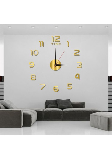 Teltree Akrilik Işıklı Sessiz Duvar Saati - Minimalist Dekoratif Dıy Saatler - Altın Renk 40cm Toplu Satış Çok Renki