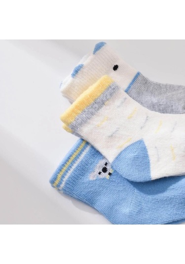Biorganic Papyonlu Koala 3'lü Bebek Çorabı 68447 Mavi