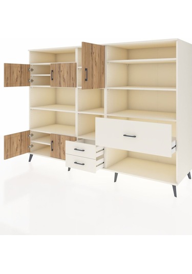 Kronos Dolap 13 Raflı 3 Çekmeceli 5 Kapaklı 220x59x163 Aytaşı-çam Aytaşı-çam/aytaşı