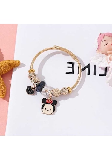 Dancemonkey Titanyum Bileklik Moda Karikatür Kedi Aşk Kolye Bileklik-ky10 Siyah