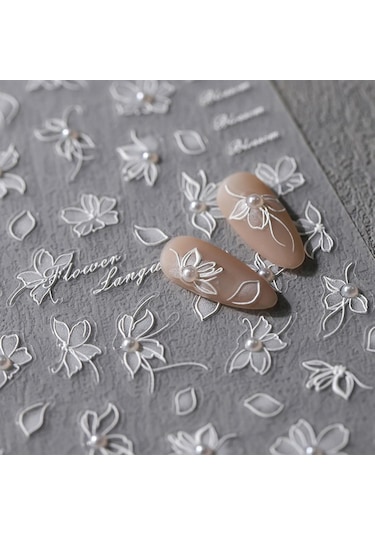 3d Kabartmalı Beyaz Çiçek Tırnak Sanatı Çıkartmaları Kendinden Yapışkanlı 5d Tırnak Aksesuarları Tırnak Sanatı Tasarım Dekorasyon Aksesuarları 1 Sayfa