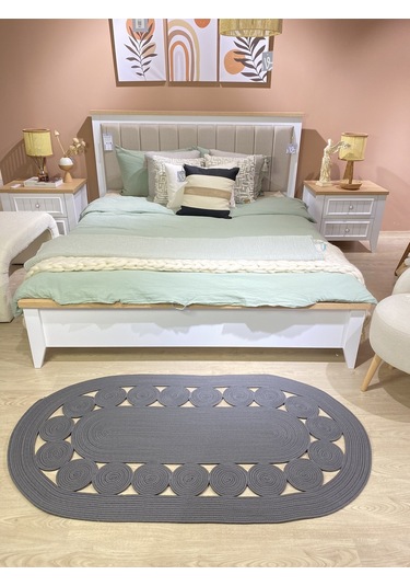 Cookie Jüt Hasırlı El Örgüsü Kilim Antrasit