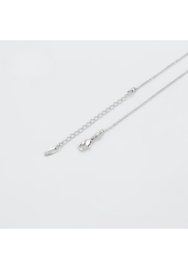 Zirkon Taşlı Kalp Detaylı Platin Kaplama Kadın Kolye Silver
