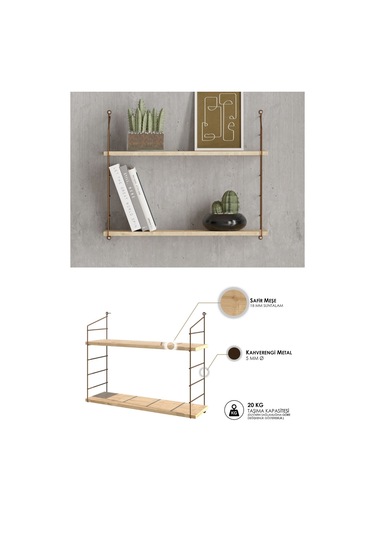 Decormet Armoni Raf Seti 2 Raflı 200 720 Safir Meşe - Malibu Ahşap