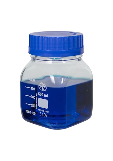 Simax Kare Otoklav Cam Şişe Geniş Ağız 500ml Kapaklı Şişe