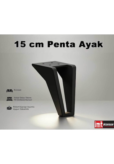 Penta 15 Cm Siyah Koltuk Baza Dolap Tv Ünitesi Yatak Odası Konsol Çocuk Ve Genç Odası Ayağı Siyah
