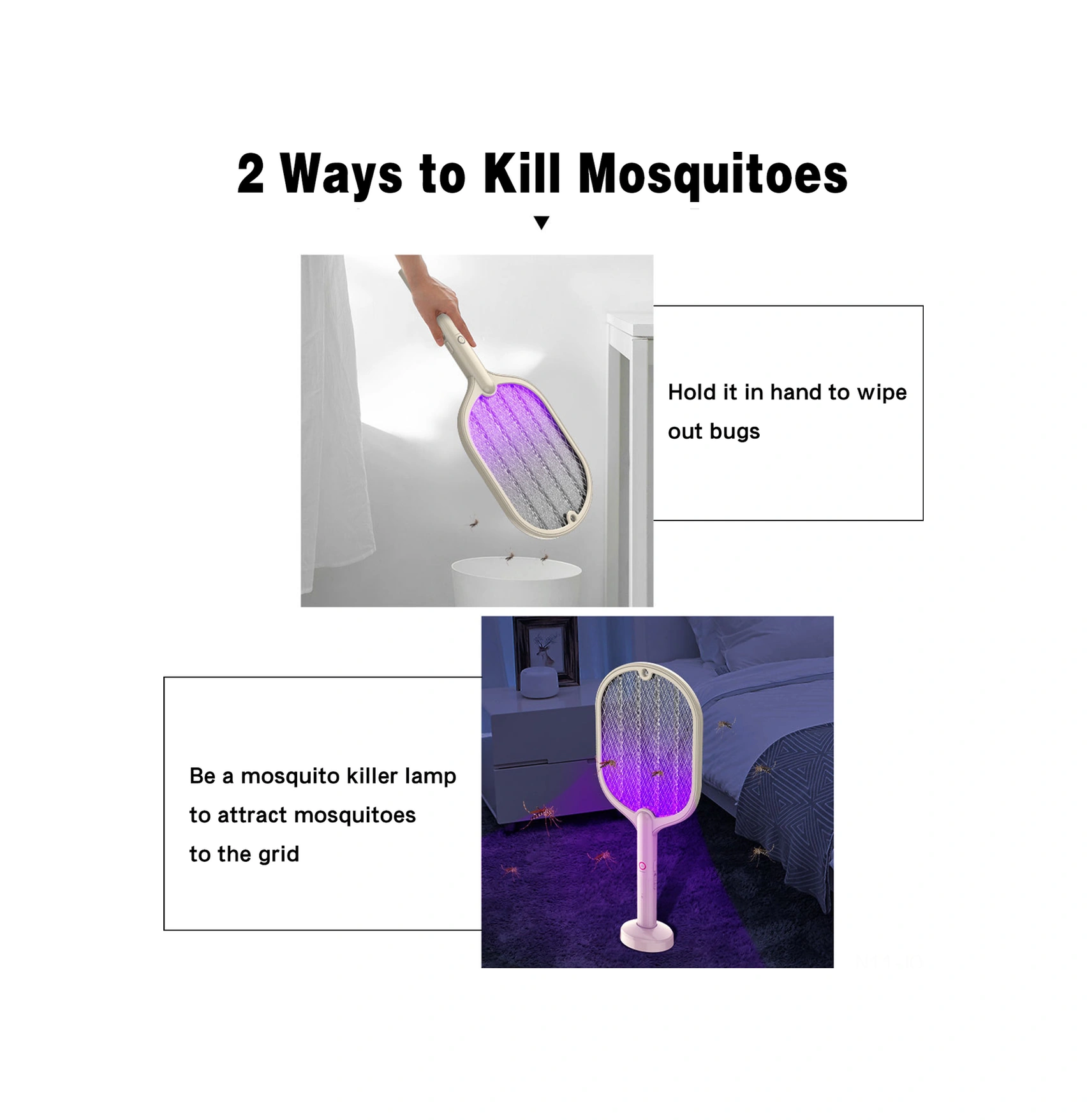 Youmex 3000v Elektrikli Sinir+medyan Işığı İkili Fonksiyon, Usb Şarjlı, Duvar Montajlı, Akşam Böceklerini Yok Eden Aleti Bej