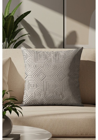 Sezyon Mira Desenli 45 45 Bej Gri Kırlent Kılıfı Bej Gri