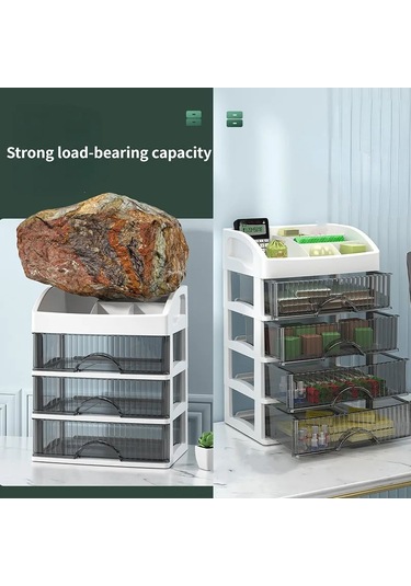 Sones Masaüstü Çekmece Düzenleyici Çok Katmanlı Kozmetik Mücevher Kutusu Kırtasiye Çok İşlevli Düzenleyici, Stil: 5 Katmanlı Beyaz Çekmece Beyaz