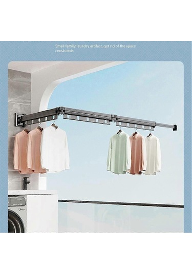 Ganzhoushop Geri Çekilebilir Giysi Kurutma Rafı Giysi Kurutma Rafı Katlanabilir Geri Çekilebilir Duvara Monte Yerden Tasarruf Sağlayan Giysi Askısı Rafı, B Çok Renkli