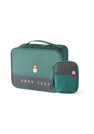 2'li Set Yeşil Seyahat İlk Yardım Çantası - Su Geçirmez Ve Hafif Yeşil Yeşil
