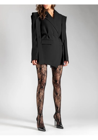 Calzeamo Y2k Desenli Dantel File Çoraplar 451010981 Siyah