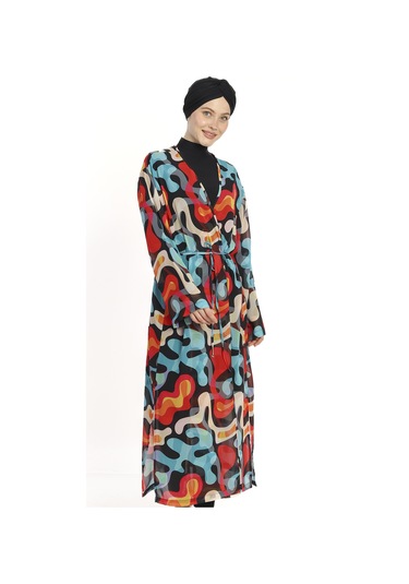 Haliç Mayo Tesettür Mayo Üzerine Tek Kaftan Pareo 6303 Siyah