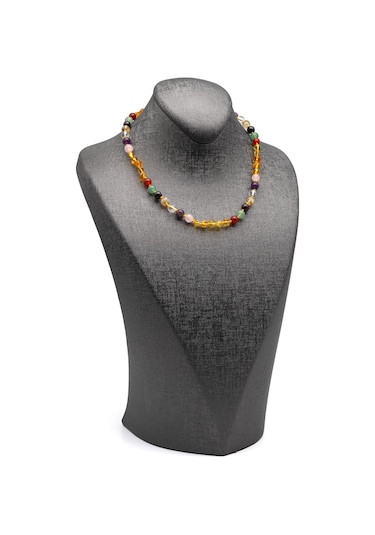 Kehribar-çakra Doğal Taş Bebek/çocuk Kolyesi-35 Cm