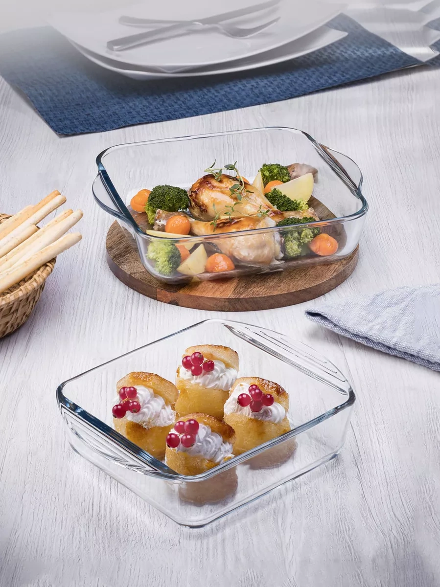 Borcam Cam Fırın Kapları, 2 Adet: 3,2 L + 2 L 9218390 Beyaz