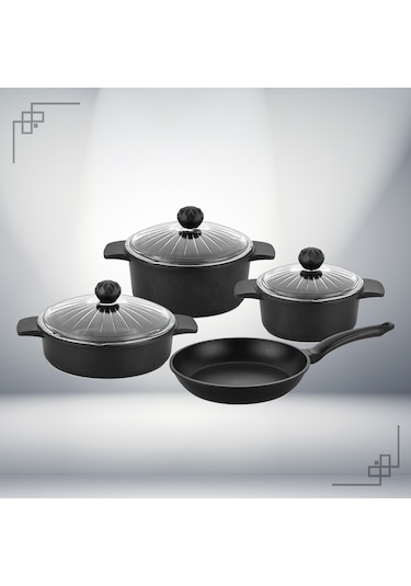 Kristal Döküm 7 Parça Set Siyah