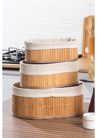 Posima 2082 Oval 3lü Pinterest Sepet Bambu Sepet Seti Dekoratif Banyo Mutfak Düzenleyici Organizeri Hasır