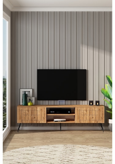 Beran Tv Ünitesi 180 Cm Raflı Düşer Kapaklı Alt Modül Atlantik Çam Atlantik Çam