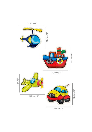 13 Parça Taşıt Figürlü Puzzle Seti - Araba Gemi Uçak Helikopter Şekilli 2-3 Yaş Eğitici Yapboz