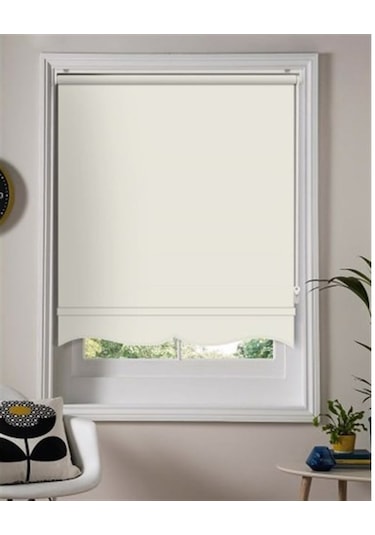 Krem Mat Keten Stor Perde Altı Etekli