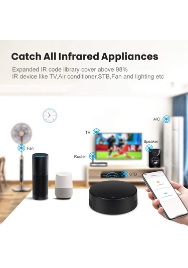 Konesam Siyah Wifi Akıllı Kumanda: Ir+rf Ev Aletleri Kontrolü, Tuya Uygulaması Ve Ses Komutu Desteği