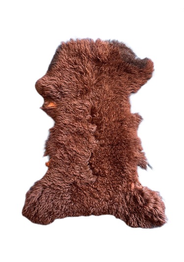 Gerçek Uzun Tüylü Koyun Postu Tarçın 60x50 Cm Koyu Turuncu