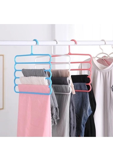 Novahub Çok İşlevli 5 Katmanlı Pantolon Askısı Tutucuları - Elbise Askısı Depolama Rafı - Gardırop Dolap Düzenleyici - Kahverengi, Yerden Tasarruf Sağlayan Kahverengi
