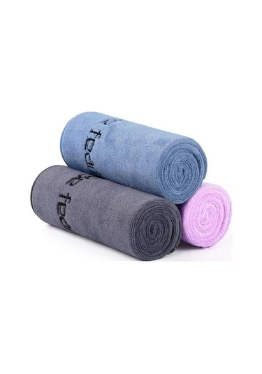 Geeksen 3 Adet Büyük Boy Mikrofiber Spor Havlusu - Gri, Mor, Mavi Renkleri Çok Renkli