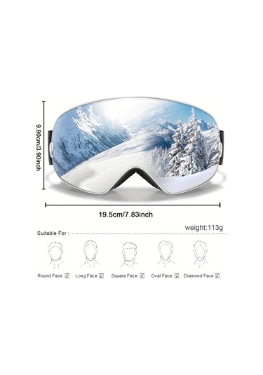 Oldfriend Poat Kayak Gözlüğü Siyah Yeşil Lens Anti Fog Kar Sporları Kışlık