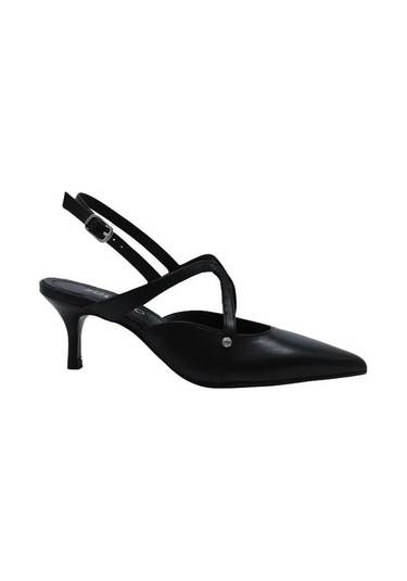 Poletto Hakiki Deri Sıyah Ayakkabı Stiletto 9841 84-1336 Siyah